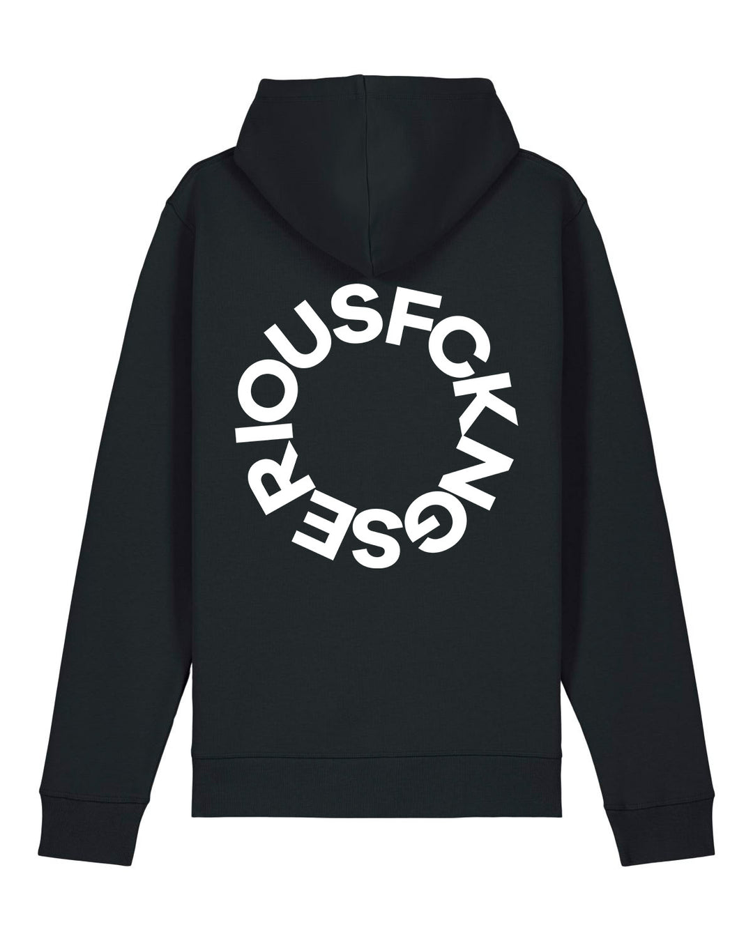 Fckng Serious-Tour Hoodie in color black, back with the new Fckng Serious Logo 2024 