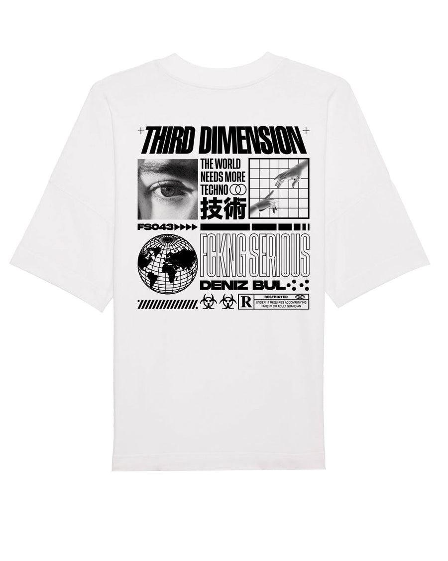 Deniz Bul - Third Dimension Oversized T-Shirt, white , back