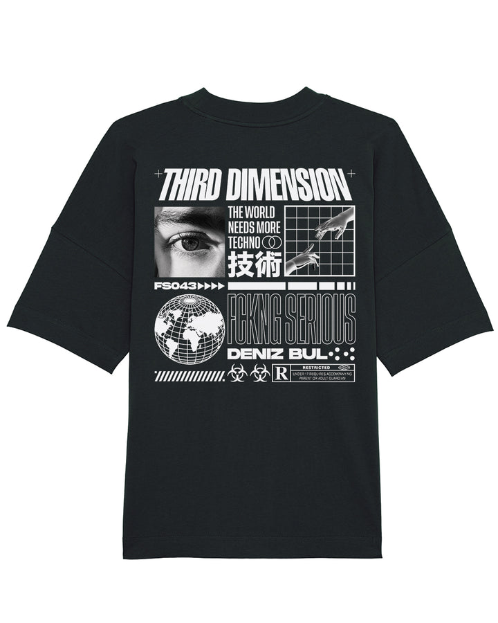 Deniz Bul - Third Dimension Oversized T-Shirt, black , back